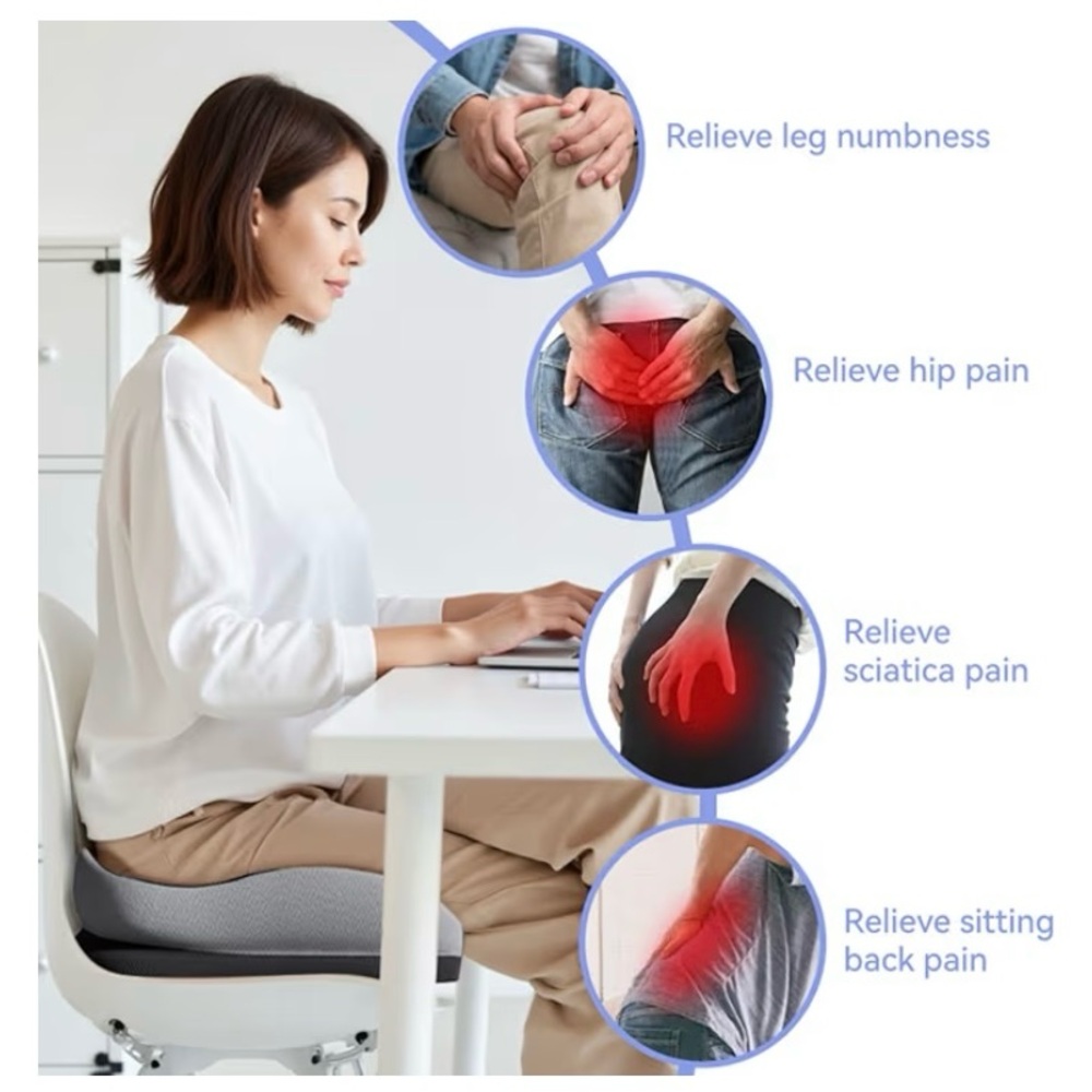 Ergonomic Gray Seat Cushion for Home Office